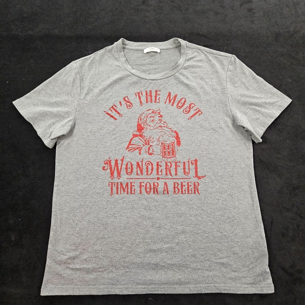 Most Wonderful Time for a Beer Christmas Gray Short Sleeve T-Shirt Women's XL